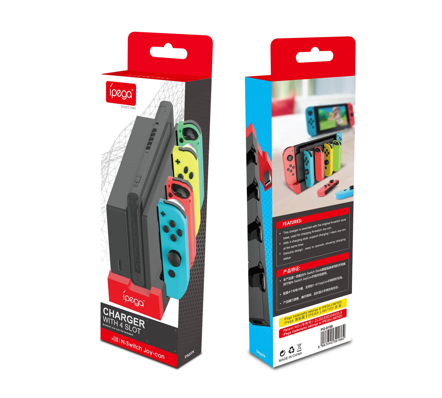 PG-9186 - IPEGA - CHARGER WITH 4 SLOT FOR N.S JOY-PAD