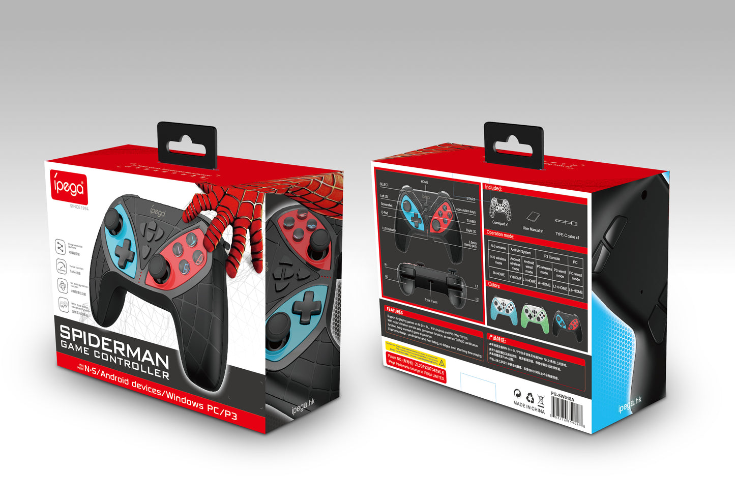 PG-SW018A - IPEGA - SWITCH SPIDERMAN GAME PAD - BLACK
