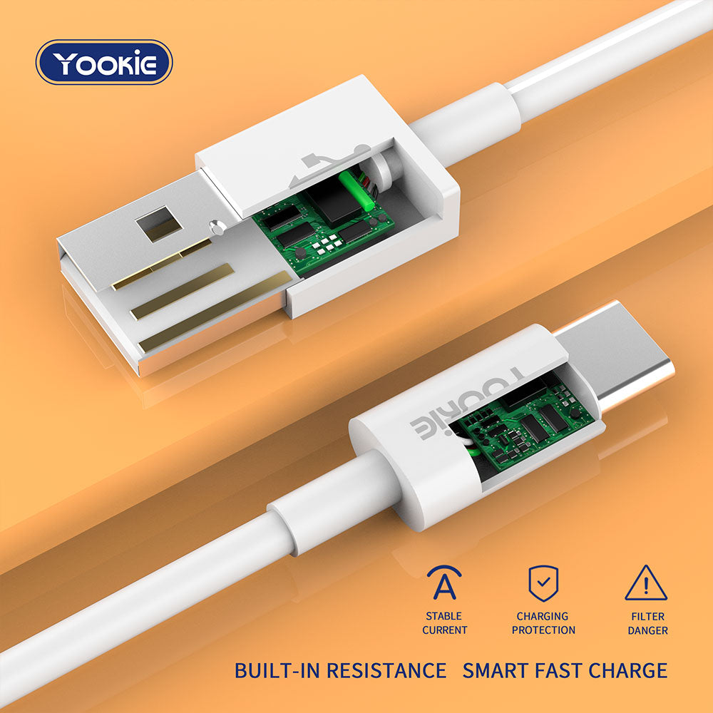 YOOKIE CB1 1m/2m/3m Data Cable USB Phone Cable 2.4a Flexible Type Material Fast Charging Cable