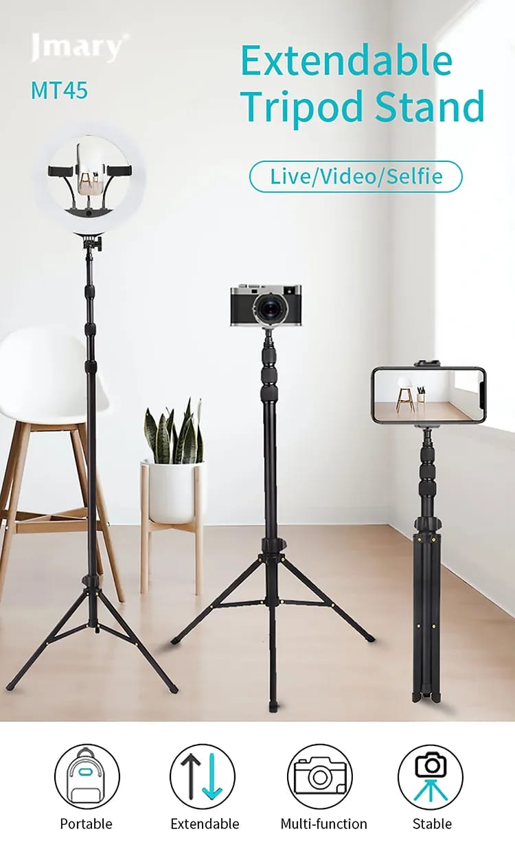 MT-45 - JMARY - Portable Selfie Stick Tripod Stand - 1.68M