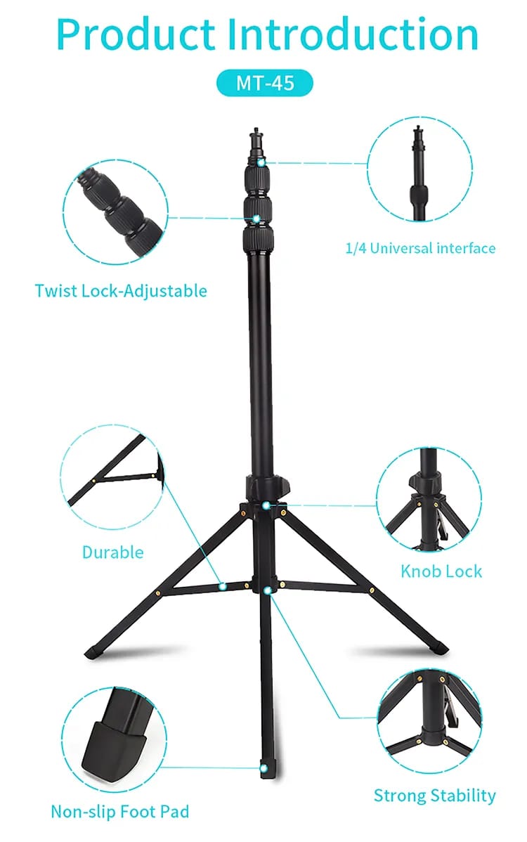 MT-45 - JMARY - Portable Selfie Stick Tripod Stand - 1.68M