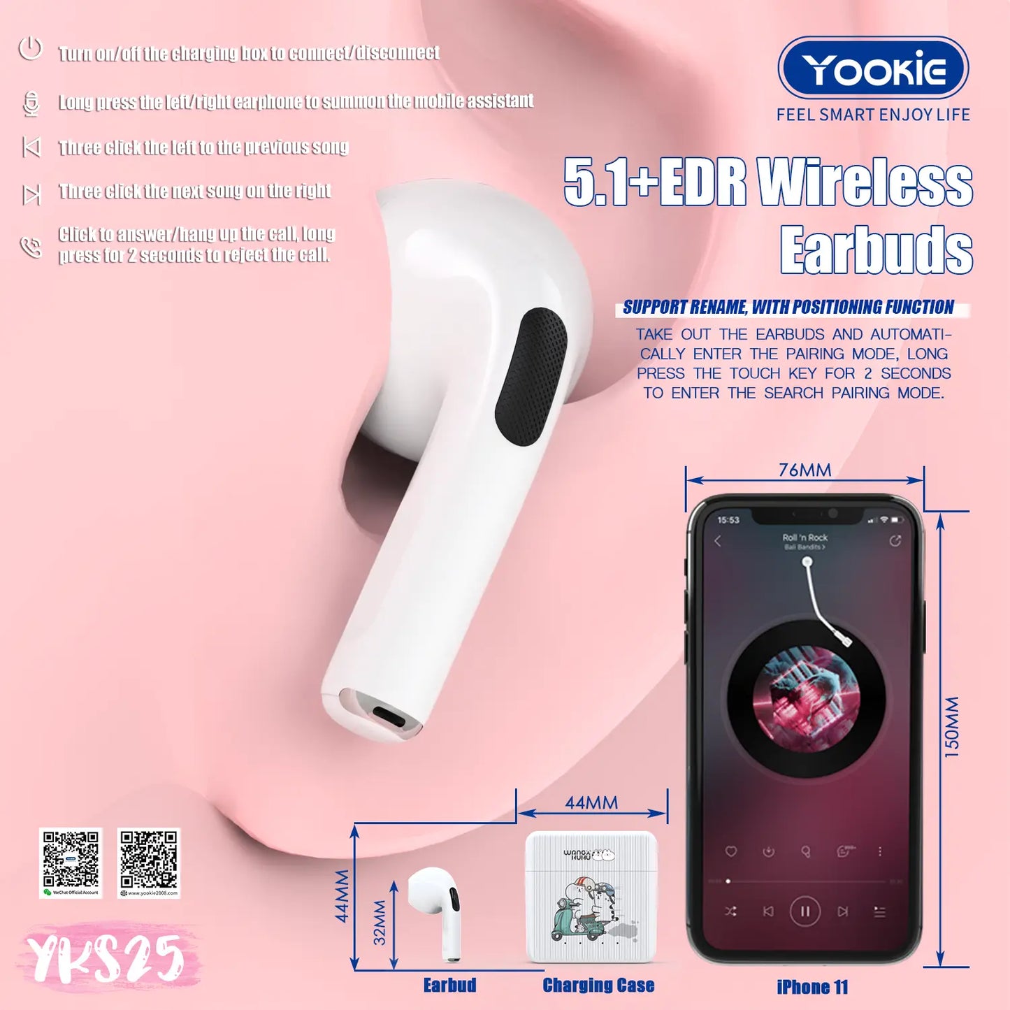YooKie True Wireless Headphones - YKS25