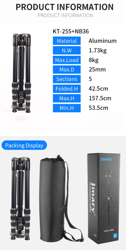 KT255-NB36 - JMARY - 1.57M 2-in-1Tripod with panoramic ball head
