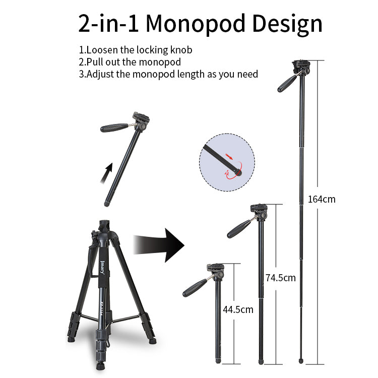 KP-2294 - JMARY - 1.79M 2-in-1 Monopod & Horizontal Axis Tripod