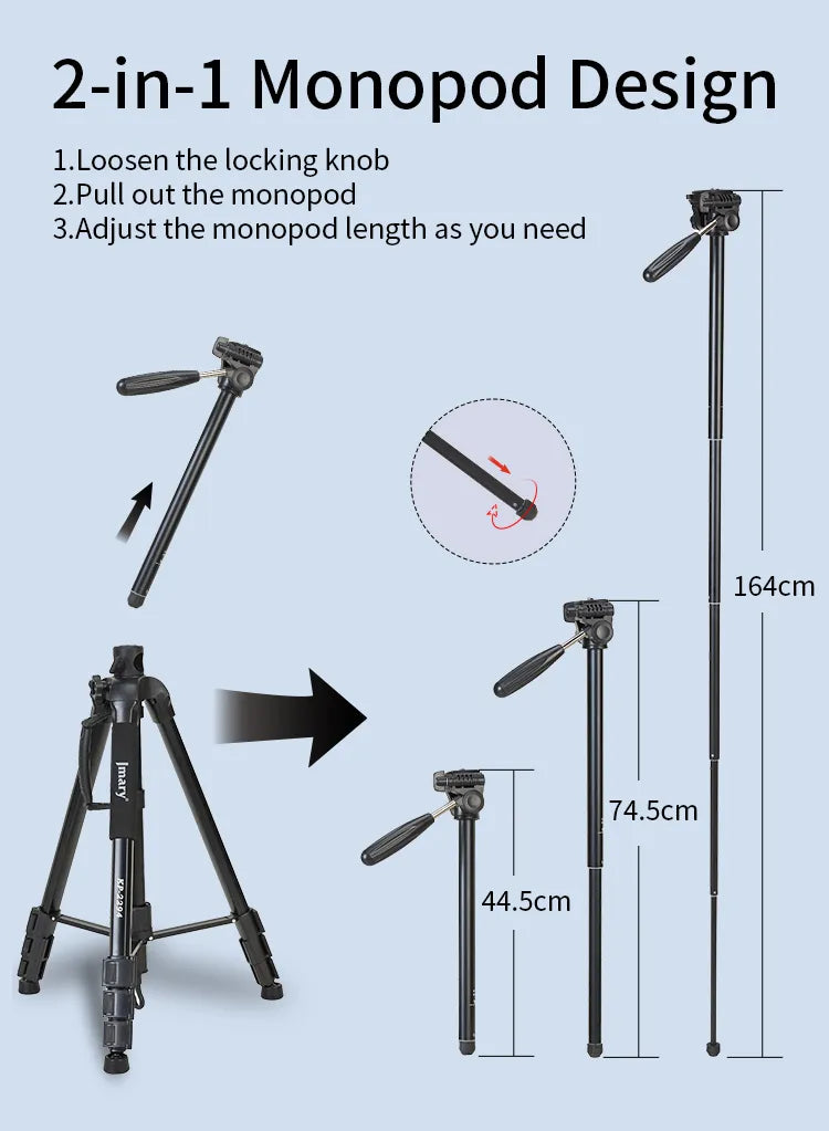 KP-2294 - JMARY - 1.79M 2-in-1 Monopod & Horizontal Axis Tripod