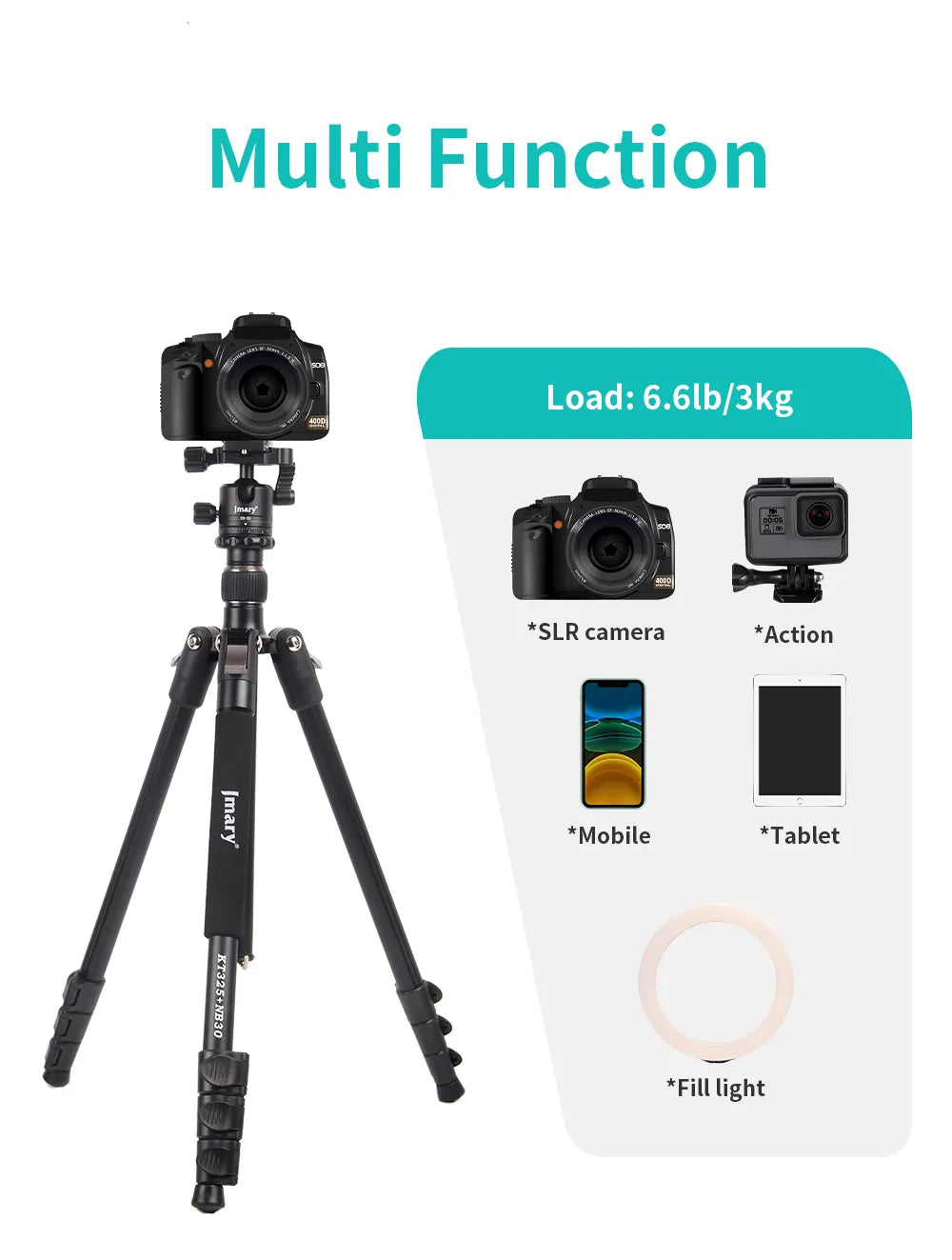 KT325-NB30 -  JMARY - 1.64M 2-in-1 Tripod with panoramic ball head