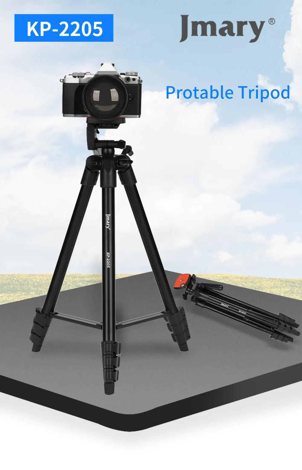 KP-2205 - JMARY - 1.35M Portable Aluminum Tripod Stand