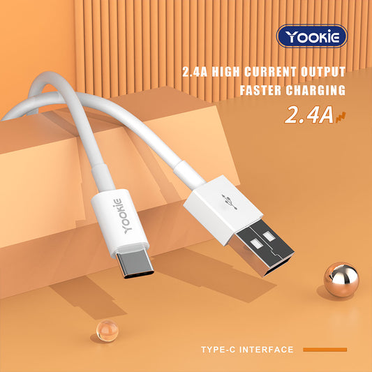 YOOKIE CB1 1m/2m/3m Data Cable USB Phone Cable 2.4a Flexible Type Material Fast Charging Cable