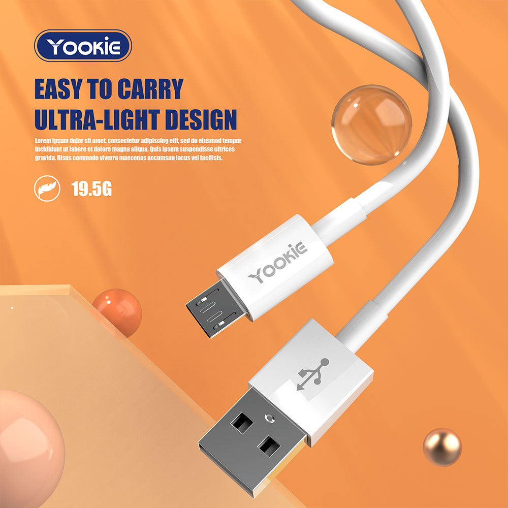 YOOKIE CB1 1m/2m/3m Data Cable USB Phone Cable 2.4a Flexible Type Material Fast Charging Cable
