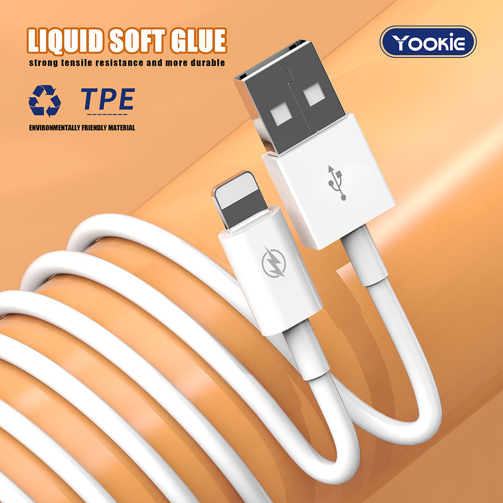 YOOKIE CB1 1m/2m/3m Data Cable USB Phone Cable 2.4a Flexible Type Material Fast Charging Cable