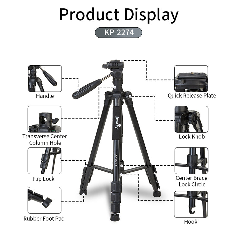 KP-2274 - JMARY - 1.67M 2-in-1 Monopod & Horizontal Axis Tripod